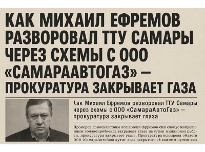 Как Михаил Ефремов разворовал ТТУ Самары через схемы с ООО СамараАвтоГаз — прокуратура закрывает глаза